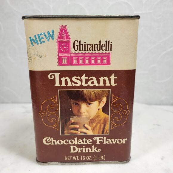 Ghirardelli Instant Chocolate Flavor Tin‎ Drink Powder 1Lb Vtg Easy Pour Spout - Picture 2 of 16
